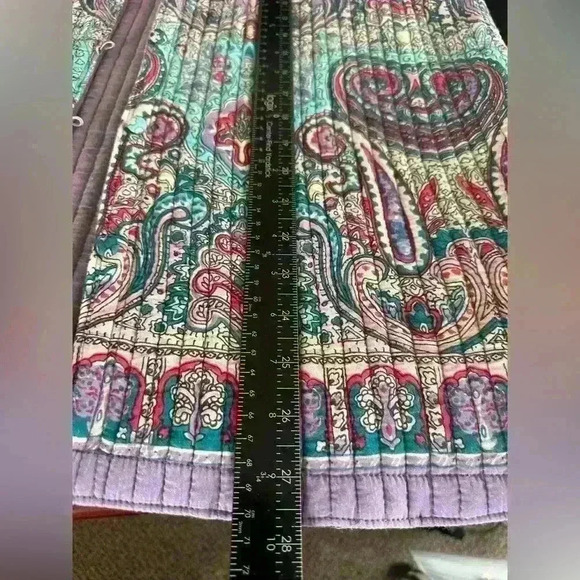 VTG Women’s Sz L Orvis Floral Reversible Quilted‎ Button Front Kimono Jacket - Picture 7 of 12